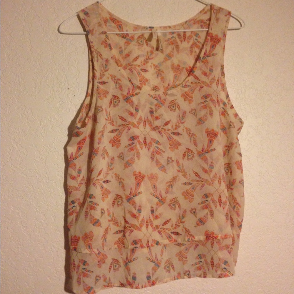 Frenchi artistic leaf patterned tank top